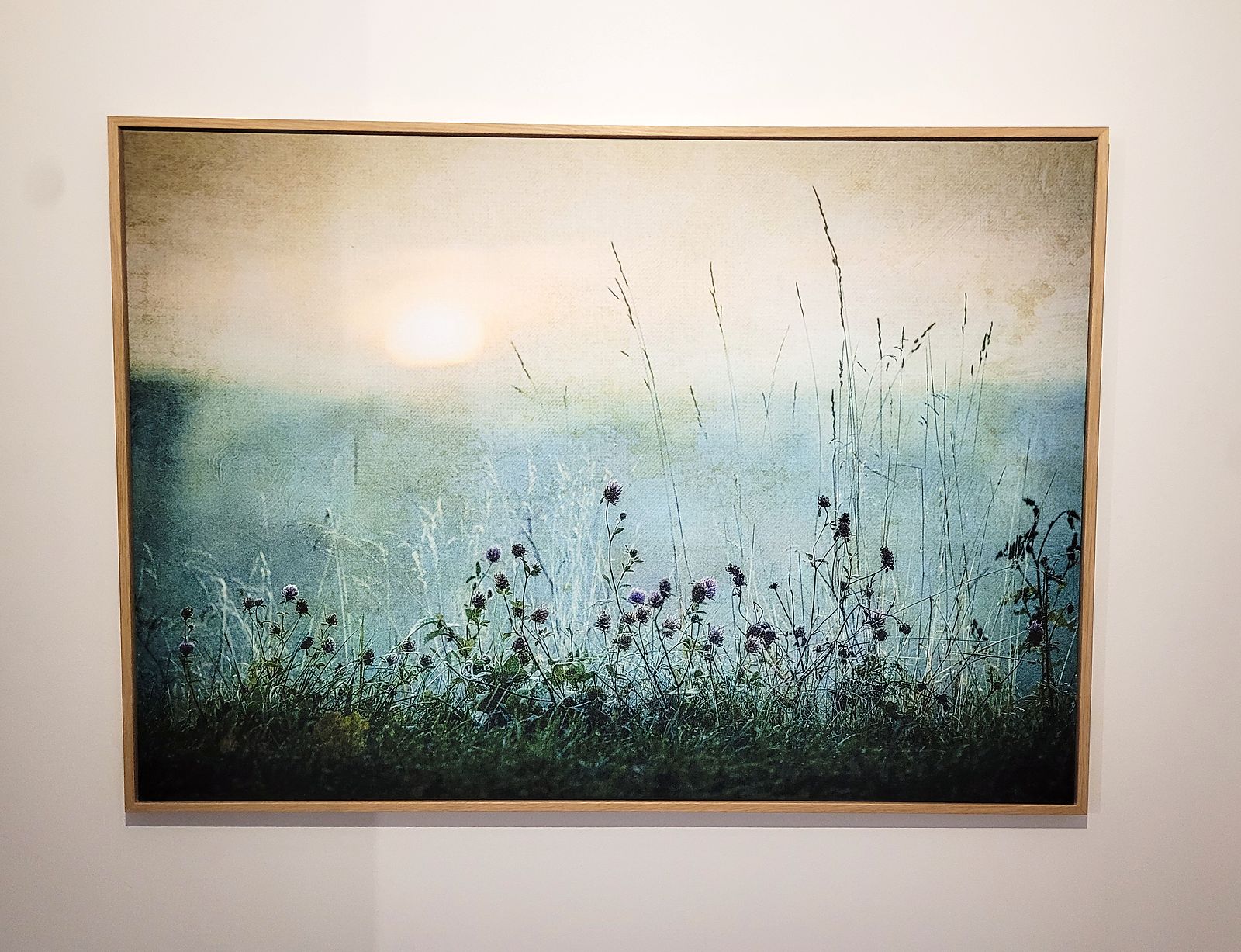Wandbild mit Gräsern im Morgenlicht